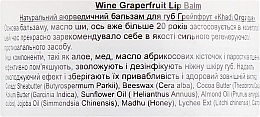 Naturalny ajurwedyjski balsam do ust Grejpfrut z woskiem pszczelim i miodem - Khadi Organique Wine Grapefruit Lip Balm — Zdjęcie N2