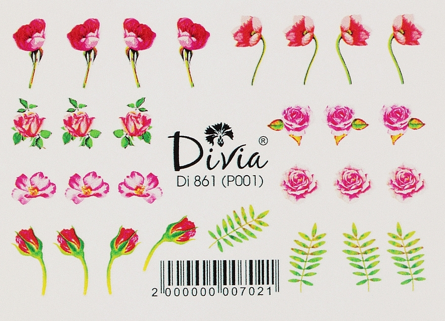 Naklejki na paznokcie, Di861 - Divia Water Based Nail Stickers Relief