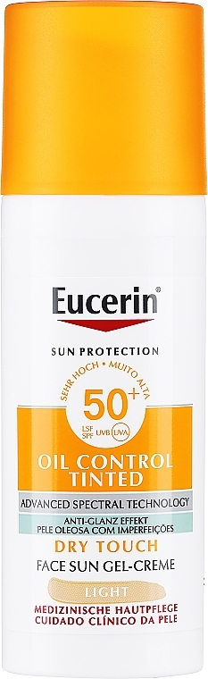 Żel-krem tonujący do twarzy - Eucerin Oil Control Dry Touch Tinted Sun Gel-Cream Light SPF50+ — Zdjęcie N1