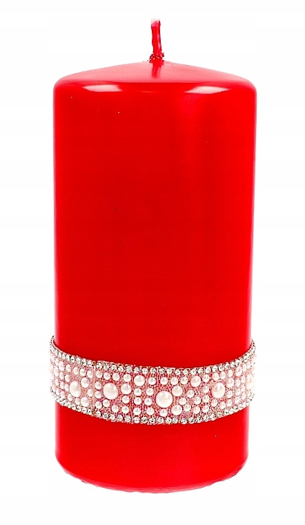 Świeca dekoracyjna 7x14 cm, czerwona - Artman Crystal Opal Pearl — Zdjęcie N1