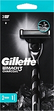Maszynka do golenia z 2 wymiennymi wkładami - Gillette Mach3 Charcoal  — Zdjęcie N1