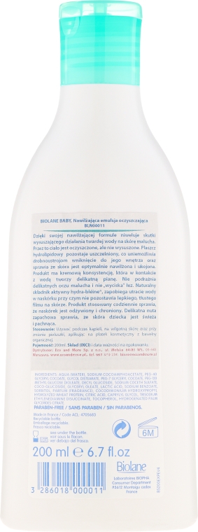 Oczyszczająca emulsja do kąpieli dla dzieci od pierwszych dni życia - Biolane Baby Essential Cleansing Emulsion — Zdjęcie N2