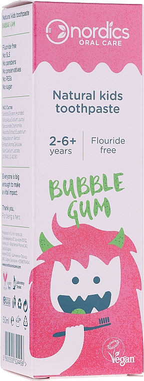 Pasta do zębów dla dzieci o smaku gumy balonowej - Nordics Natural Kids Bubble Gum Toothpaste — Zdjęcie N1