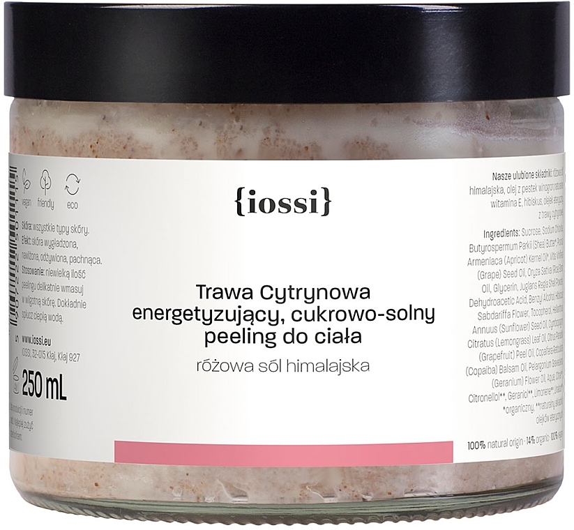 Cukrowy peeling do ciała z różową solą himalajską Energetyzująca trawa cytrynowa - Iossi Body Scrub — Zdjęcie N1