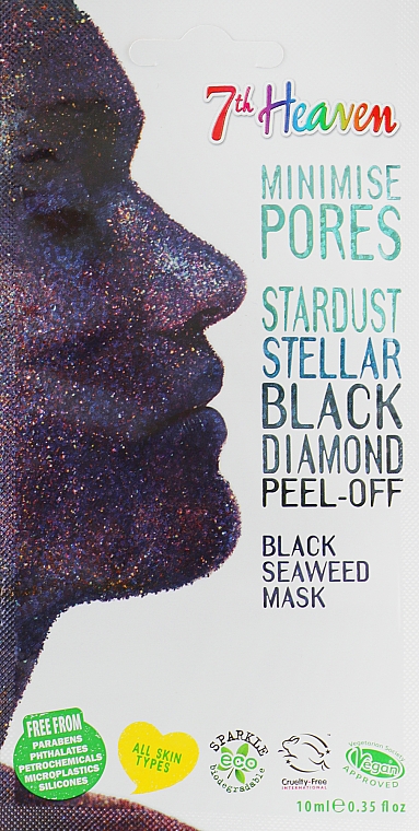 Czarna maseczka peel-off - 7th Heaven Stardust Black Diamond Peel-Off Black Seaweed Mask — Zdjęcie N1