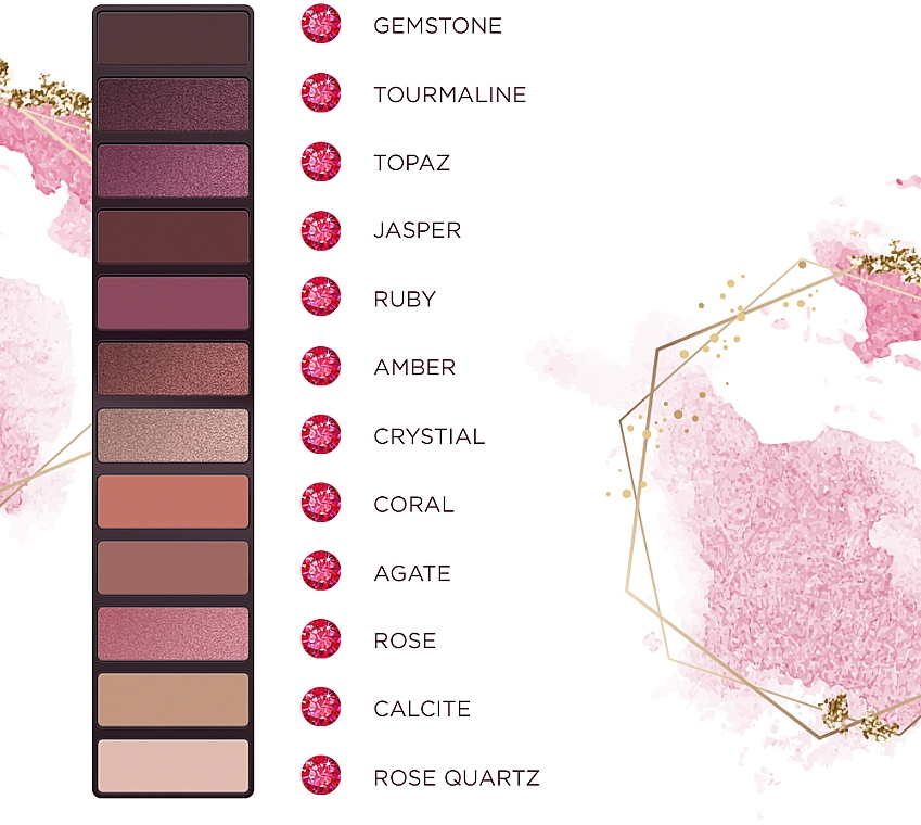 Paleta 12 cieni do powiek - Eveline Cosmetics Ruby Glamour  — Zdjęcie N6