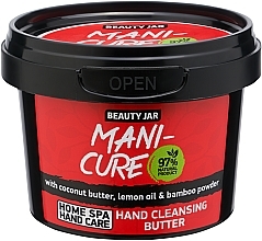 Kup WYPRZEDAŻ  Oczyszczające masło do rąk z masłem kokosowym, olejkiem cytrynowym i pudrem bambusowym - Beauty Jar Mani-Cure Hand Cleansing Butter *