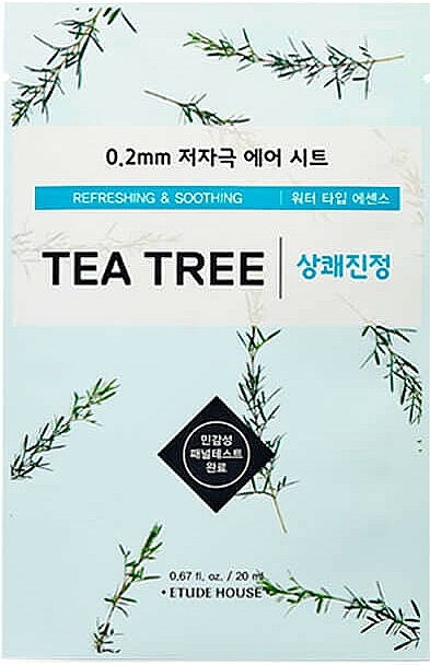 Odświeżająca maseczka kojąca w płachcie do skóry problematycznej - Etude Therapy Air Mask Tea Tree