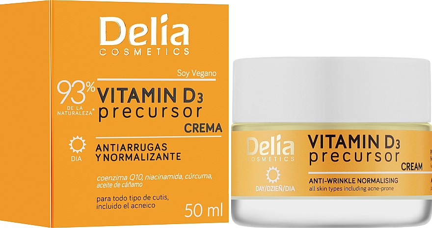 Krem przeciwzmarszczkowo-normalizujący z witaminą D3 - Delia Vitamin D3 Precursor Day Cream — Zdjęcie N2