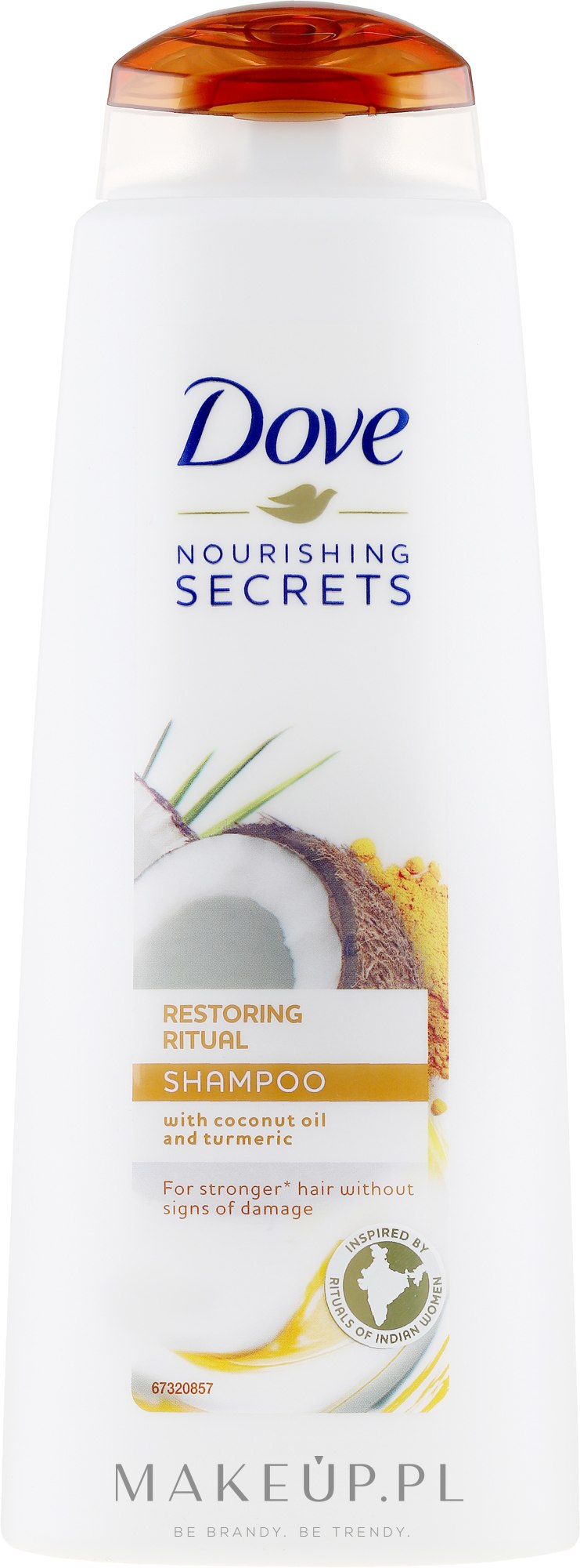 Odbudowujący szampon do włosów zniszczonych Olej kokosowy i kurkuma - Dove Nourishing Secrets Restoring Ritual Shampoo — Zdjęcie 400 ml