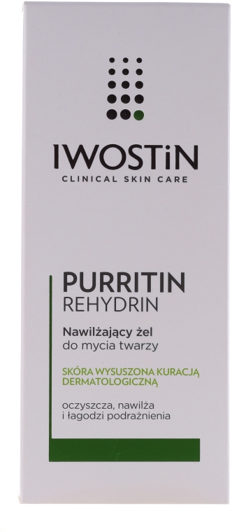 Nawilżający żel do mycia twarzy do skóry wysuszonej kuracją dermatologiczną - Iwostin Purritin Rehydrin Gel — Zdjęcie N1