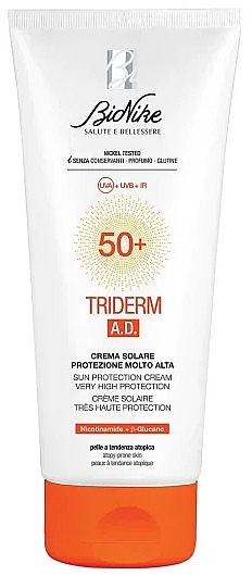 Nawilżający krem przeciwsłoneczny - BioNike Triderm A.D. Sun Protection Cream SPF 50+ — Zdjęcie N1