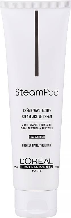 Wygładzający krem do włosów grubych - L'Oreal Professionnel Steampod Steam-Active Cream Vegetal Protein — Zdjęcie N1