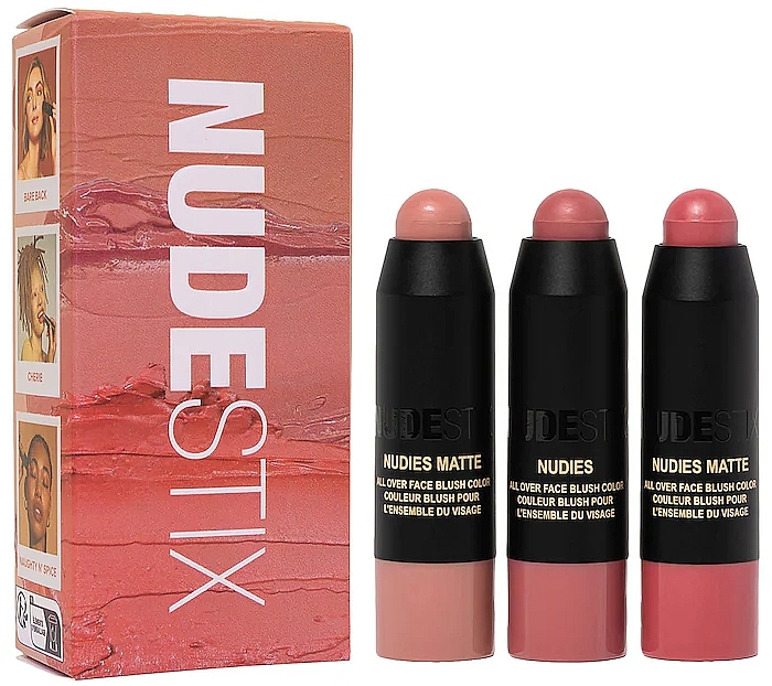 Zestaw - Nudestix Mini Pink Nude Blush Kit (blush/3x1.8g) — Zdjęcie N2