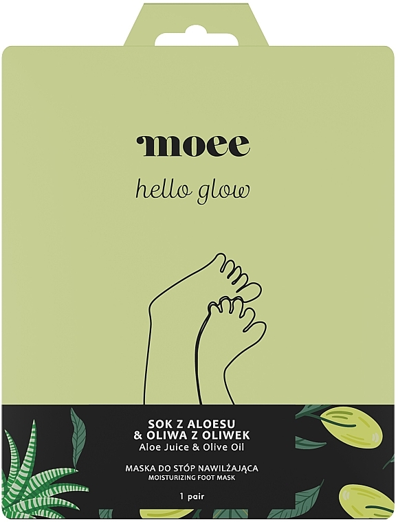 Nawilżająca maska do stóp z sokiem z aloesu i oliwą z oliwek - Moee Hello Glow — Zdjęcie N1