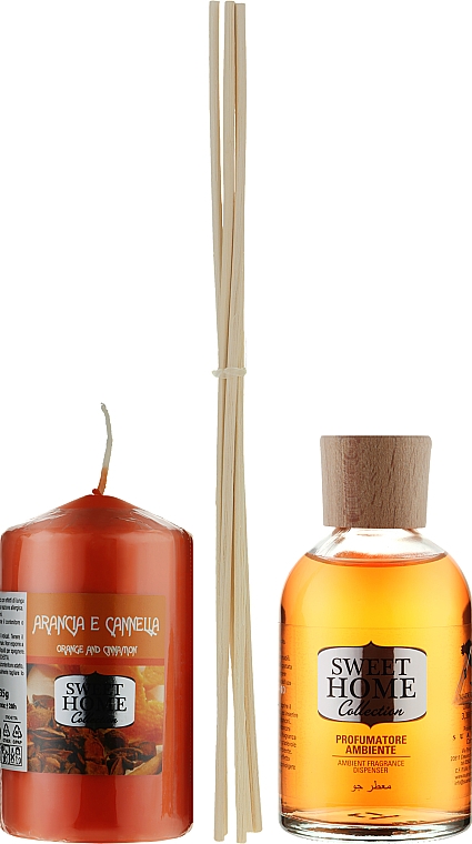 Zestaw - Sweet Home Collection Home Orange & Cinnamon Fragrance Set (diffuser/100ml + candle/135g) — Zdjęcie N2