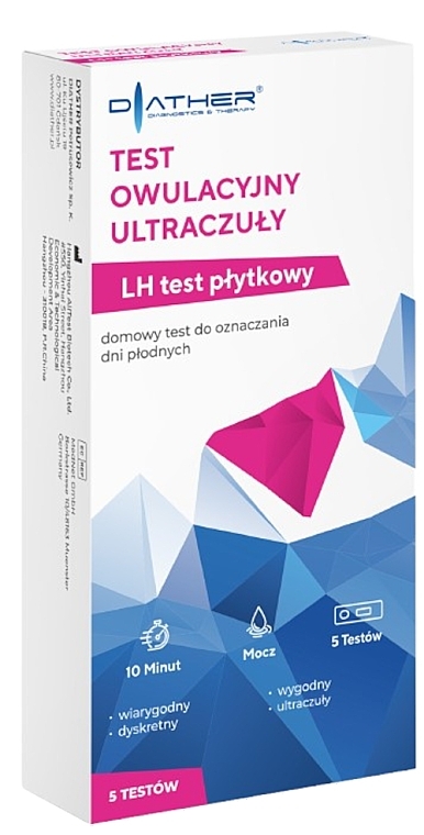 Test do oznaczania dni płodnych, ultraczuły, 5 szt. - Diather Diagnostics & Therapy  — Zdjęcie N1