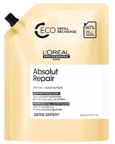 Odżywka do intensywnej naprawy zniszczonych włosów - L'Oreal Professionnel Serie Expert Absolut Repair Gold Quinoa+Protein Conditioner Eco Refill (uzupełnienie) — Zdjęcie N1