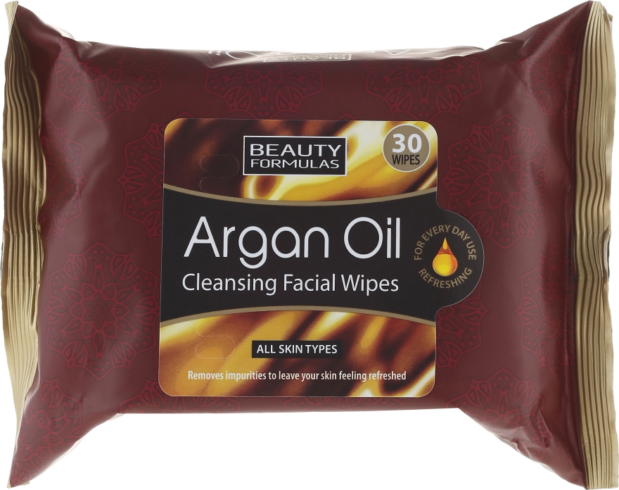 Oczyszczające chusteczki do twarzy z olejem arganowym - Beauty Formulas Argan Oil Cleansing Facial Wipes — Zdjęcie N1