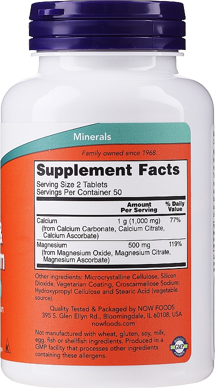 Wapń i magnez w tabletkach - Now Foods Calcium & Magnesium — Zdjęcie N2