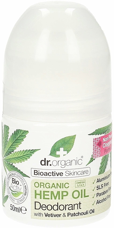 Dezodorant w kulce z olejem konopnym - Dr Organic Bioactive Skincare Hemp Oil Deodorant — Zdjęcie N1