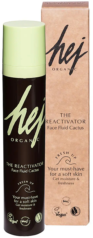 Żelowy fluid nawilżający do twarzy - Hej Organic The Reactivating Face Fluid Cactus — Zdjęcie N1
