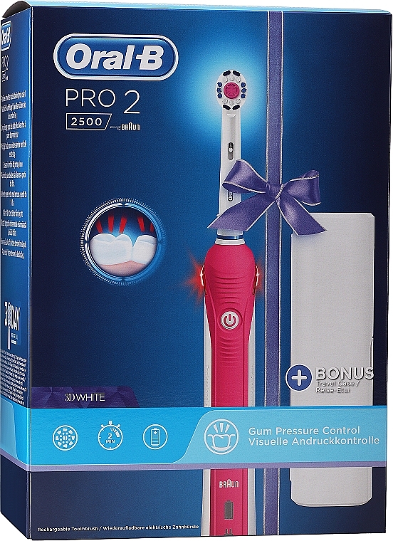 Elektryczna szczoteczka do zębów - Oral-B Pro 2500 Cross Action Pink — Zdjęcie N1