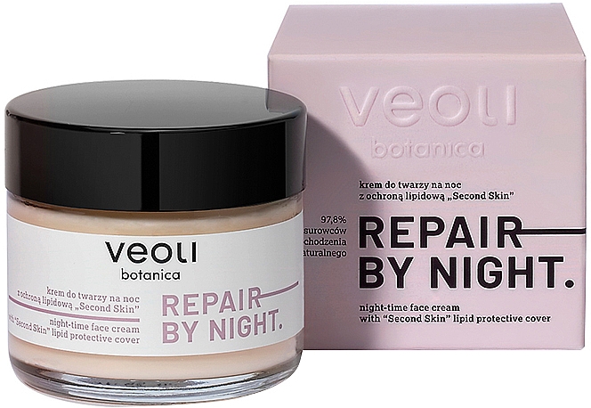 Krem do twarzy na noc z ochroną lipidową - Veoli Botanica Repair By Night — Zdjęcie N2