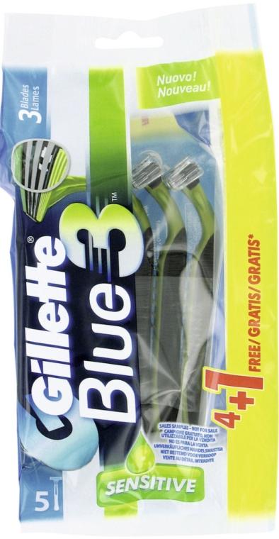 Jednorazowe maszynki do golenia dla mężczyzn, 5 szt. - Gillette Blue 3 Sensitive — Zdjęcie N1
