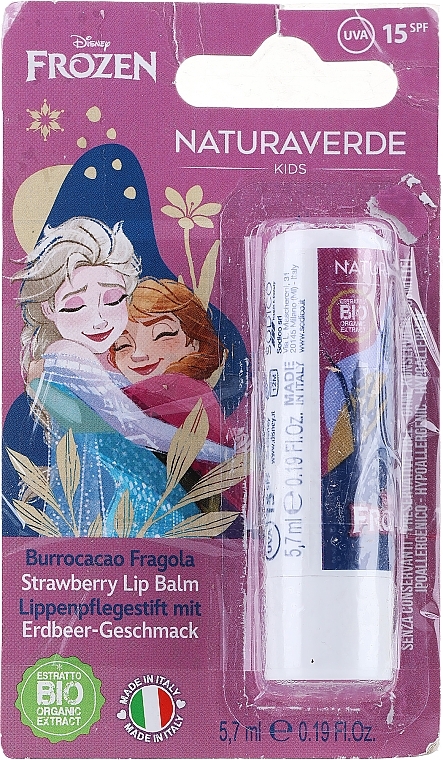 PRZECENA! Balsam do ust Cold Heart - Naturaverde Kids Disney Frozen Strawberry Lip Balm SPF15 * — Zdjęcie N3