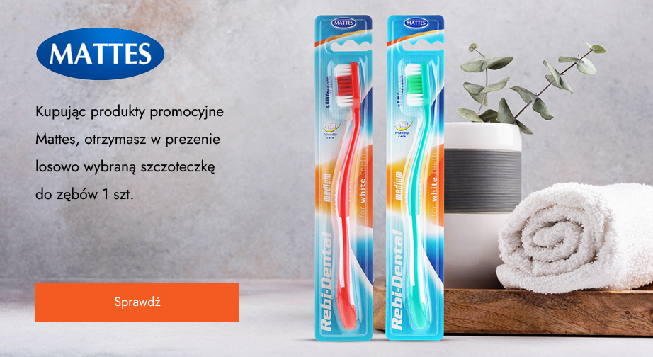 Kupując produkty promocyjne Mattes, otrzymasz w prezenie losowo wybraną szczoteczkę do zębów 1 szt.