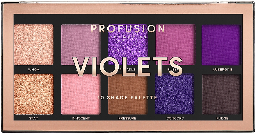 Paletka cieni do powiek - Profusion Cosmetics Violets 10 Shades Eyeshadow Palette — Zdjęcie N1