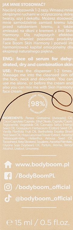 Rozpieszczające serum olejkowe do twarzy - BodyBoom FaceBoom Skin Harmony Face Oil Serum — Zdjęcie N3