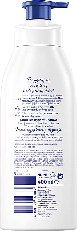 Balsam do ciała z olejem arganowym - NIVEA Q10 Firming + Extra Nourishing Plus Argan Oil Body Lotion — Zdjęcie N2