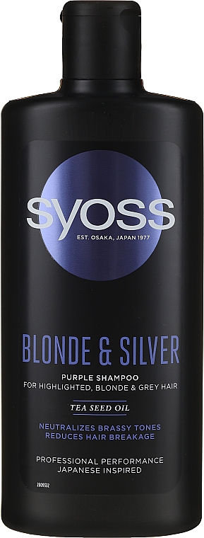 Szampon do włosów jasnych, rozjaśnianych i siwych - Syoss Blond & Silver Purple Shampoo For Highlighted, Blonde & Grey Hair — Zdjęcie N1