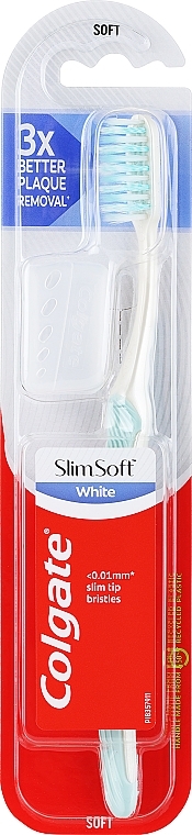 Szczoteczka do zębów, miękka, turkusowa 2 - Colgate Slim Soft White 0.01 mm — Zdjęcie N1