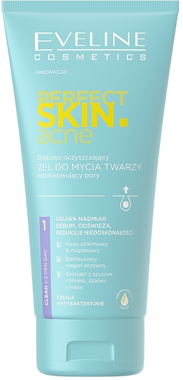 Głęboko oczyszczający żel do mycia twarzy - Eveline Cosmetics Perfect Skin.acne Face Gel — Zdjęcie N1