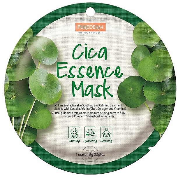 Kojąca maska do twarzy z wąkrotą azjatycką - Purederm Cica Essence Mask — Zdjęcie N1