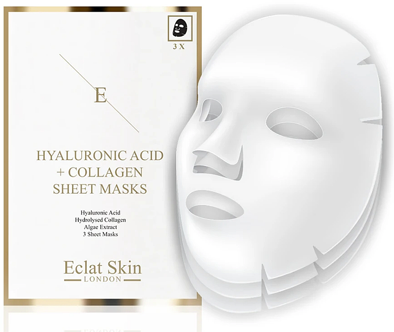 Zestaw - Eclat Skin London Hyaluronic Acid & Collagen (f/mask/2x3pcs) — Zdjęcie N2
