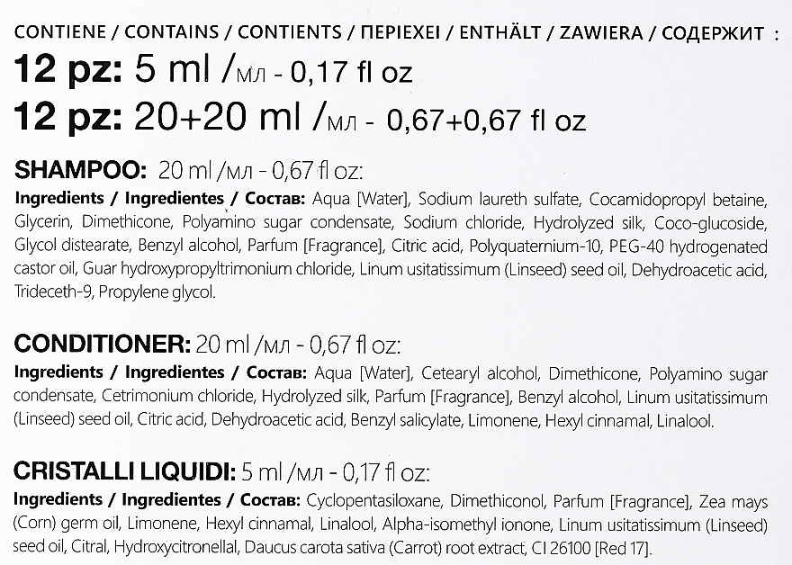 Zestaw - Faipa Roma Seta & Lino Set (shm/12x20ml + cond/12x20ml + crystals/12x5ml) — Zdjęcie N3