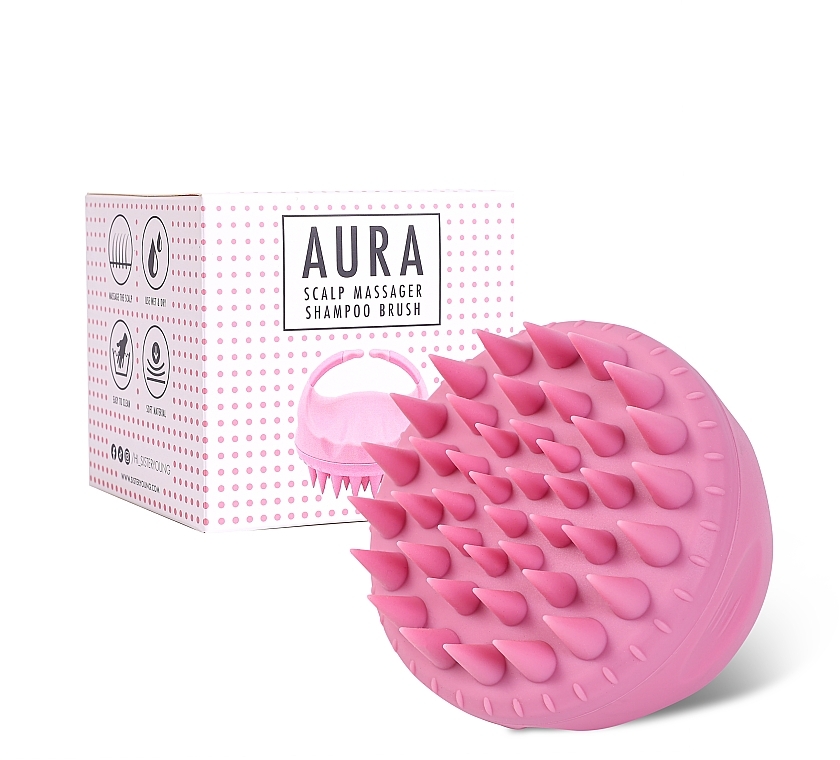 Szczotka do masażu skóry głowy, różowa - Sister Young Aura Scalp Massager Shampoo Brush — Zdjęcie N3