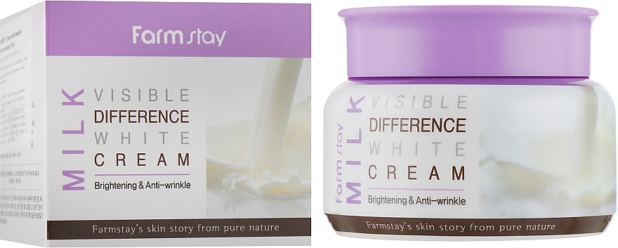 Rozjaśniający krem do twarzy z ekstraktem z mleka - FarmStay Visible Difference Milk White Cream