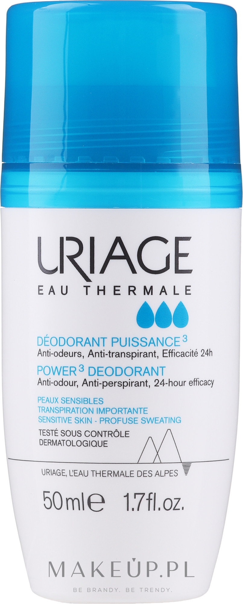 Dezodorant-antyperspirant w kulce - Uriage Power 3 Deodorant — Zdjęcie 50 ml