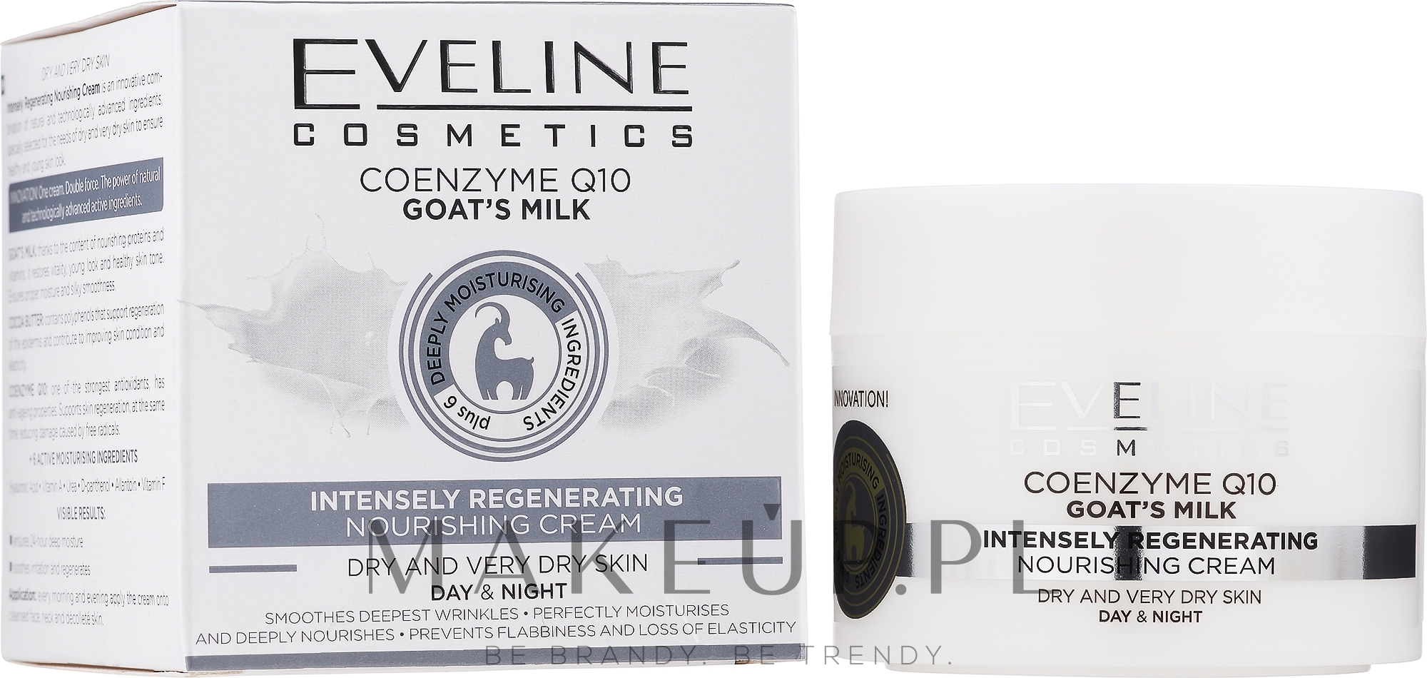 Odżywczy krem silnie regenerujący Koenzym Q10 i kozie mleko - Eveline Cosmetics  — Zdjęcie 50 ml