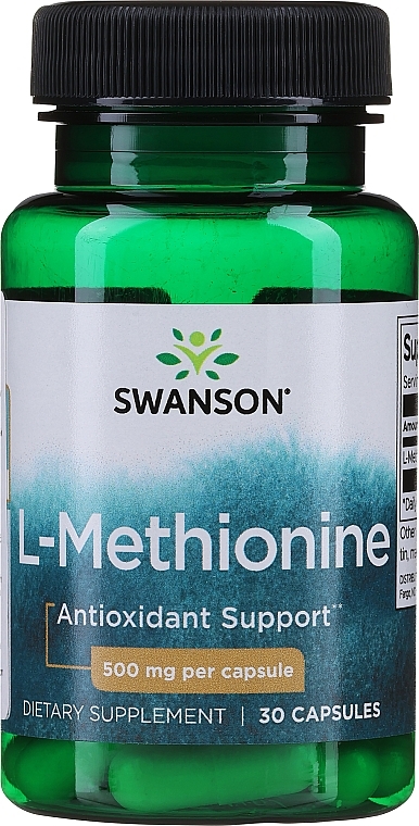 Suplement diety L-Metionina, 500 mg - Swanson 100% Pure L-Methionine 500mg — Zdjęcie N1