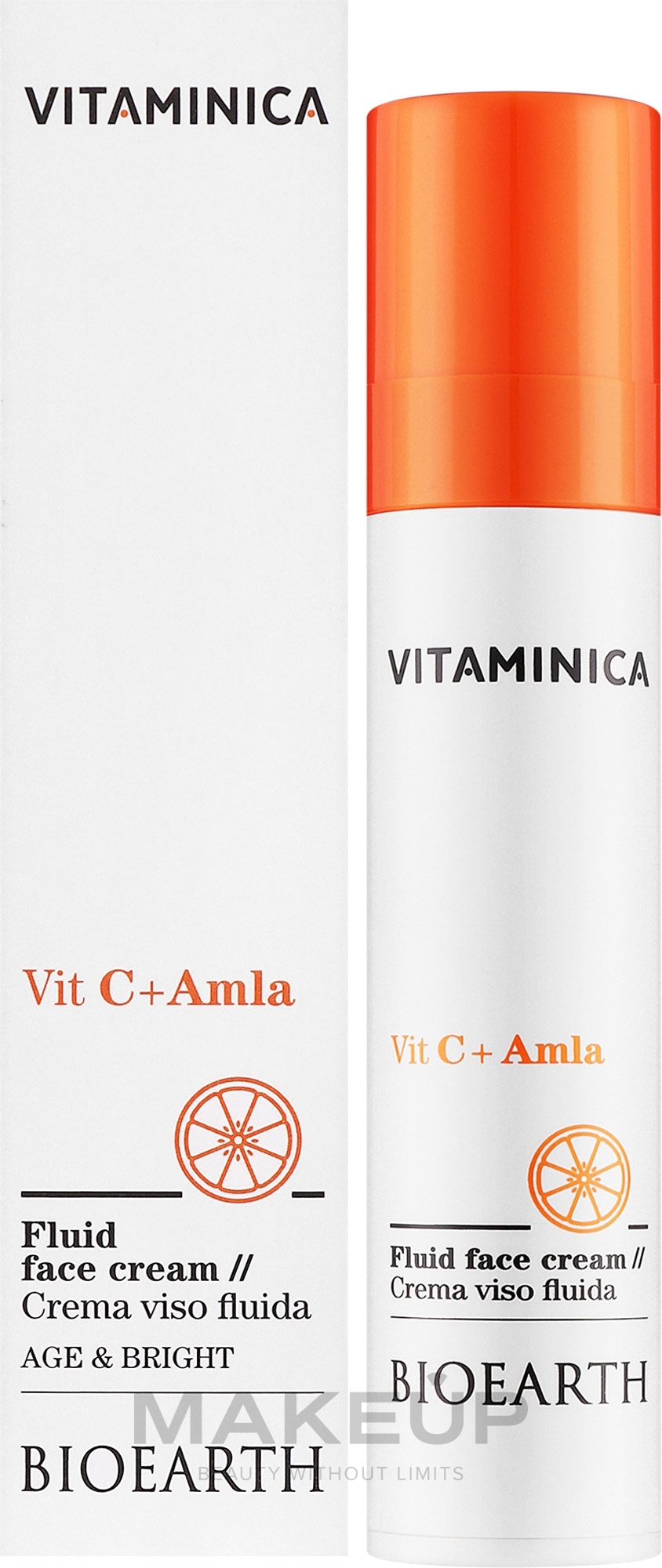 Kremowy fluid do wszystkich rodzajów skóry - Bioearth Vitaminica Vit C + Amla Fluid Face Cream — Zdjęcie 50 ml