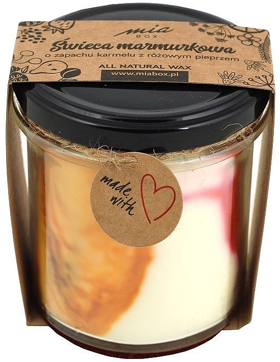 Świeca marmurkowa o zapachu karmelu z różowym pieprzem - Miabox Candle — Zdjęcie N1