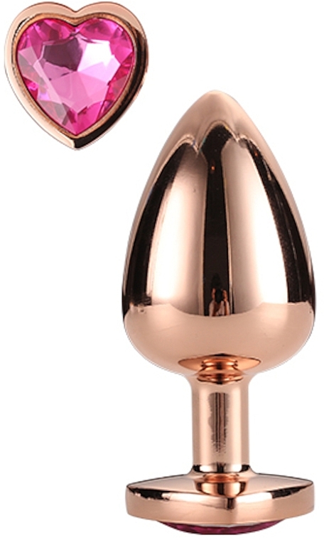 Mały korek analny z kamieniem szlachetnym - Dream Toys Gleaming Love Rose Gold Plug Small — Zdjęcie N1