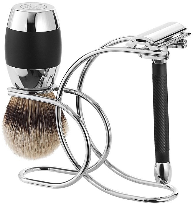 Zestaw do golenia - Merkur Shaving Brush Silvertip (shaving/brush/1pcs + razor/1pcs + stand/1pcs) — Zdjęcie N1