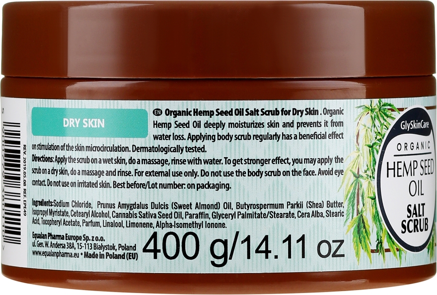 Peeling solny z olejem konopnym - GlySkinCare Hemp Seed Oil Salt Scrub — фото N2